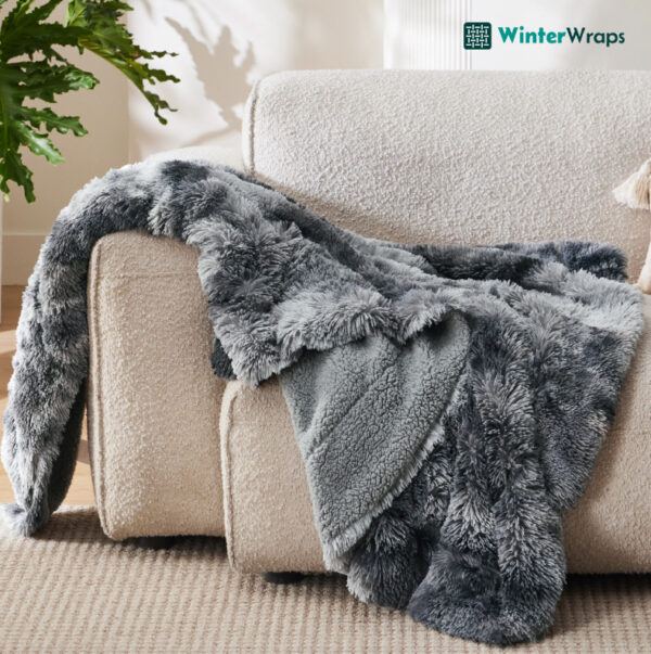 WinterWraps Soft Fuzzy Faux Fur Throw Blanket, 640 GSM
