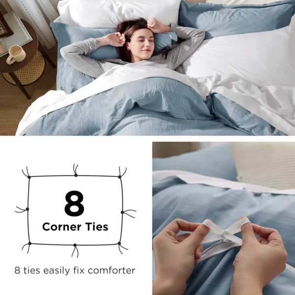 Test Mineral Blue Duvet Cover Queen Size Soft Prewashed - Image 5