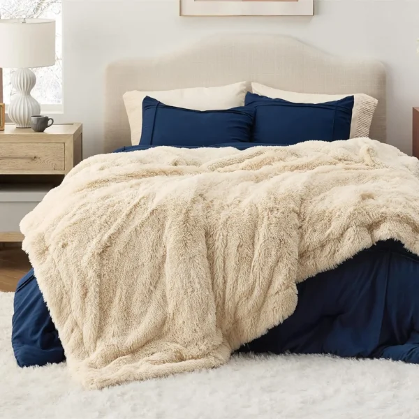 WinterWraps Soft Fuzzy Faux Fur Throw Blanket, 640 GSM - Image 2