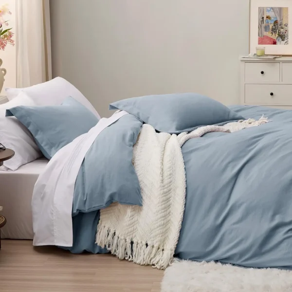 Test Mineral Blue Duvet Cover Queen Size Soft Prewashed - Image 4