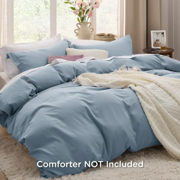 Test Mineral Blue Duvet Cover Queen Size Soft Prewashed - Image 2